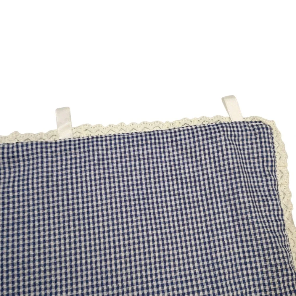 Vintage Handmade Blue & Red Gingham Baby‎ 8 Pocket Wall Organizer Heart 80s